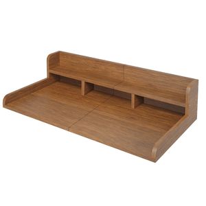 <b>WALNUT</b> Double Layer 54" Width X 27.5" Depth Non-Slip Counter Storage Organizer for Dryer Laundry Sorter Wood <b>Shelf</b> Model - Product Image 5