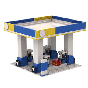 Blocs de construction MOC personnalisés, Cadeau d'entreprise, Mini-ensemble de blocs de construction MOC personnalisables sur le thème de la station-service et de la borne de recharge - Product Image 1