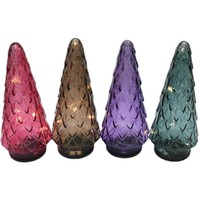 Décoration de Noël en verre de luxe avec lumières LED pour intérieur, options de couleurs personnalisées