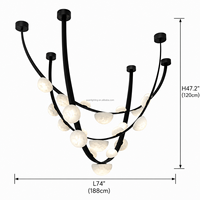 Lustre en albâtre à grandes branches courbes, design artistique avec bras torsadé, de haute qualité, pour projet d'ingénierie, hôtel et décoration intérieure