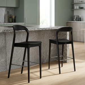 Modern Luxury Solid Wood <b>Bar</b> <b>Stool</b> Nordic <b>Backrest</b> Metal Footrest Steady Counter Height Chair for Cafe Restaurant Living Room - Product Image 2