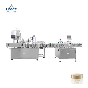 Automatic cosmetic cream filling machine with cream jar filling capping and labeling machine