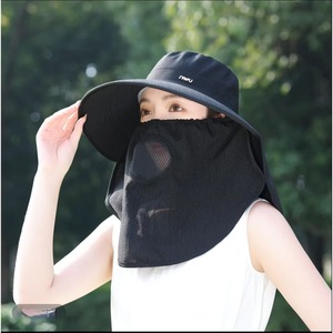 หมวกบักเก็ตป้องกันแสงแดดพร้อมหน้ากากป้องกันรังสียูวีระบายอากาศได้ดี ปีกกว้างสำหรับผู้หญิงใช้กลางแจ้ง - Product Image 1