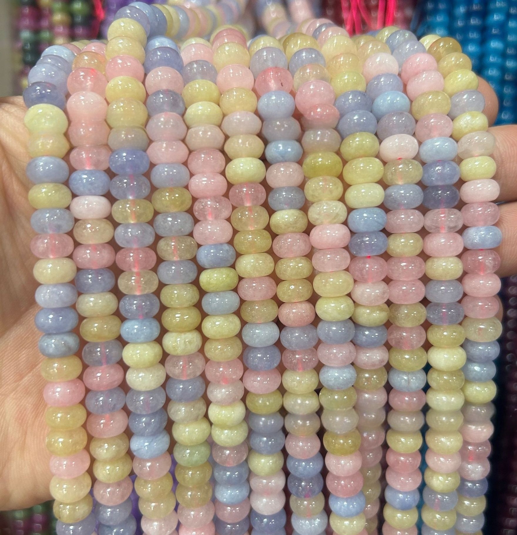 Hot Selling Natural Crystal Loose Stone Beads 5*8mm Gemstones Handmade Beads Mix Colour Polish Style for Jewelry Making
