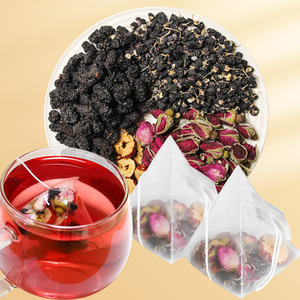 Thé chinois mélangé aux baies de goji noires, aux mûres et aux roses parfumées, 120g par boîte, 24 sachets de thé, roses rouges à double pétales, Anhui, durée de conservation de 18 mois - Product Image 3