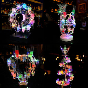 Nhà Máy Bán buôn Bar sạc <span class=keywords><strong>LED</strong></span> thắp sáng acrylic xoay Shot Glass chuyến bay khay <span class=keywords><strong>LED</strong></span> Cocktail kính hiển thị đứng - Product Image 6