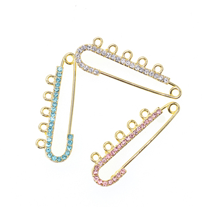 Broche de sécurité en cristal et strass rose et bleu, 5 cm avec 5 boucles, 8 cm avec 6 boucles, <span class=keywords><strong>petite</strong></span> broche pour sac, accessoires de sac - Product Image 4