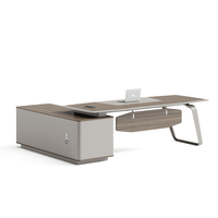 Bureau de direction en forme de L, mobilier de bureau moderne personnalisé, bureau de travail pour PDG, table de bureau avec armoire latérale pour bureau ou école