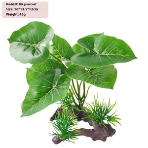 Plantas acuáticas simuladas decoración de tanque de tortuga plástico Driftwood acuario pecera hoja hierba Hotel ornamento flores - Product Image 3