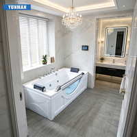 Baignoire autoportante rectangulaire moderne et minimaliste en acrylique blanc avec massage à bulles d'air certifiée CE pour hôtel et villa