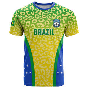 Kaos Sublimasi Full-Print Custom untuk Dukungan Piala Dunia Brasil 2026, Pakaian Sepak Bola Pria dengan Lengan Pendek Berbahan Mesh Bernapas untuk Latihan - Product Image 1