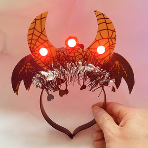 <strong>Pumpkin</strong> Witch Hat with Devil Horns LED Flashing Halloween <strong>Headband</strong> for Festive Celebrations New Year Unique Design Bag Packaging - Product Image 2