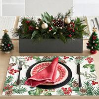Ensemble de 4 sets de table en forme de branches d'aiguilles de pin, 12x18 pouces, décoration d'hiver de style campagnard, sets de table lavables pour la table à manger