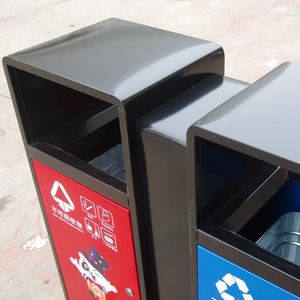 Outdoor Waste <b>Bin</b> <b>Rectangle</b> Metal Two Category Recyclable And Non Recyclable For Parks And Scenic Spots - Product Image 3
