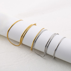 <b>Titanium</b> Steel Flat Snake Bone <b>Chain</b> Necklace Gold Silver Color Minimalist Geometric Design Daily Wear Men Women Clavicle <b>Chain</b> - Product Image 1