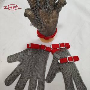Gants en maille métallique tissée en acier inoxydable pour l'ouverture des huîtres, le filetage du poisson et la transformation alimentaire, avec découpe en cuir lisse - Product Image 4