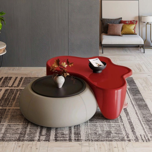 Bướm Bàn cà phê sợi thủy tinh màu đỏ tươi phong cách hiện đại có thể điều chỉnh chiều cao đồ nội thất phòng khách - Product Image 3