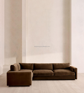 FERLY Divano Angolare Moderno di Lusso a Forma di L in Velluto Marrone Set di Divani per <span class=keywords><strong>Soggiorno</strong></span> Personalizzabile in Dimensioni e Colore Arredamento per Villa - Product Image 2