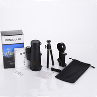 Telescopio monocular de observación de aves de alta definición 10x42 con adaptador de teléfono y trípode para adultos, observación de Luna