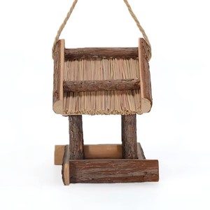 Tempat Makan Burung Kayu Alami Gaya Baru, Dekorasi Taman, Tempat Makan Burung Gantung Gaya Retro, Tempat Makan Burung Liar - Product Image 1