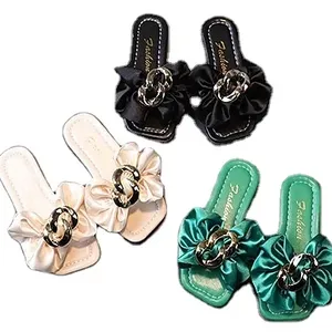 2024 new summer Korean style girls' large bow slippers, medium and large children's soft-soled casual seaside beach slippers