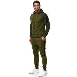 Conjunto Deportivo de Dos Piezas para Hombre, Sudadera con Capucha Verde con Cremallera y Pantalones, Ropa Deportiva Informal para Gimnasio, Precio al por Mayor, OEM - Product Image 1