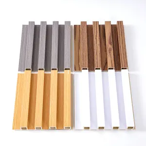 High Quality Waterproof Wood Composite Panel Interior Wood Strip Texture 3d Wall Panels