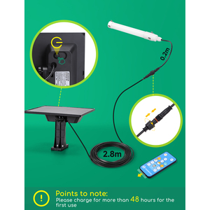 Aigostar 50W 500LM luce solare giardino esterno T8 tubo solare IP65 dimmerabile con telecomando 500LM luce solare - Product Image 6