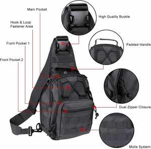 Mochila táctica Oxford impermeable con cremallera, bandolera Molle, mochila de pecho para uso diario al aire libre - Product Image 2