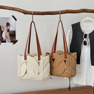 Borsa Tote Bohemien Intrecciata con Design Traforato, Grande Capacità, Borsa a Spalla Casual da Viaggio e da Spiaggia per <span class=keywords><strong>Donne</strong></span> - Product Image 1