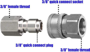 Juego de adaptadores de manguera de pistola de agua para lavadora de alta presión G3/8 conector rápido Kit de <span class=keywords><strong>desconexión</strong></span> rápida de chorro de pulverización de acero inoxidable para coche - Product Image 2