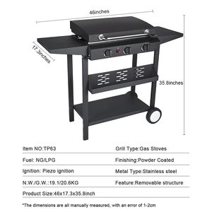 Parrilla de gas propano, plancha de barbacoa de 3 quemadores, estantes de tres capas, plancha superior plana resistente con tapa - Product Image 6