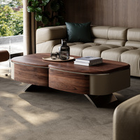 Table basse de salon de style luxueux avec rangement, table basse moderne en bois massif