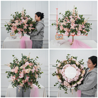 Boules de fleurs artificielles de luxe en soie, roses rouges de haute qualité, pour centres de table de mariage et décoration événementielle (vente en gros)