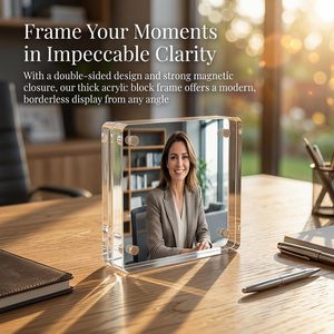 Cadre photo magnétique en acrylique transparent sans cadre pour table, format personnalisé, pour affichage familial sur table, vente en gros - Product Image 4
