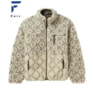 Custom Reversible Sherpa Fleece Jacket Unisex Reversible Teddy Fleece Jacket Embroidered Reversible Polar Fleece Jacket OEM