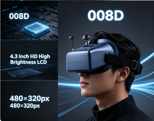 008D FPV Goggles 4.3 Inch HD LCD Screen 5.8G 40CH RaceBand Built-in 2000mAh <b>Battery</b> For FPV <b>Drone</b> - Product Image 1