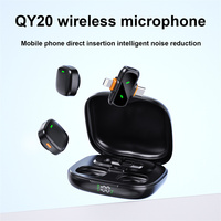 Micrófono Lavalier QY20 con Reducción de Ruido, 2 Micrófonos Inalámbricos Mini Omnidireccionales para Video y Transmisión en Vivo