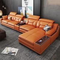 Canapé modulaire en cuir véritable moderne, simple et multifonctionnel, en forme de L, grand et confortable, avec fauteuil inclinable électrique et port USB, pour un intérieur luxueux