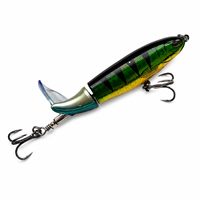 LUSHAZER Leurre de pêche segmenté 100mm 13g, flottant, avec queue à hélice, hameçon triple, pour pêche en surface, pour Black-bass, Brochet, Perche