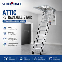 Escalier rétractable mural durable, capacité 500 kg, échelle télescopique pour grenier, escalier pliant pour grenier