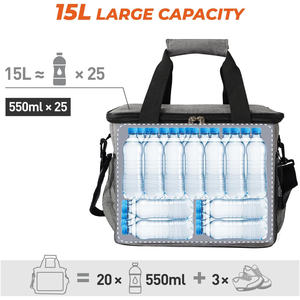 Sac isotherme pour le déjeuner Oxford 600D avec logo personnalisé pour le bureau, le voyage, le pique-nique, sac thermique fourre-tout souple avec bandoulière - Product Image 4