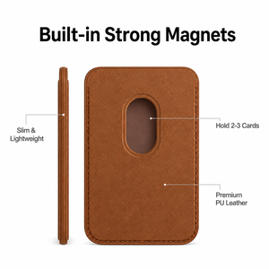 Étui de téléphone en cuir PU avec logo personnalisé d'usine, porte-cartes magnétique minimaliste à 23 aimants puissants pour <span class=keywords><strong>iPhone</strong></span> MagSafe - Product Image 4