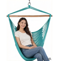 Balancelle Nid Moderne en Macramé Turquoise Portable pour Coin de Chambre et Balcon