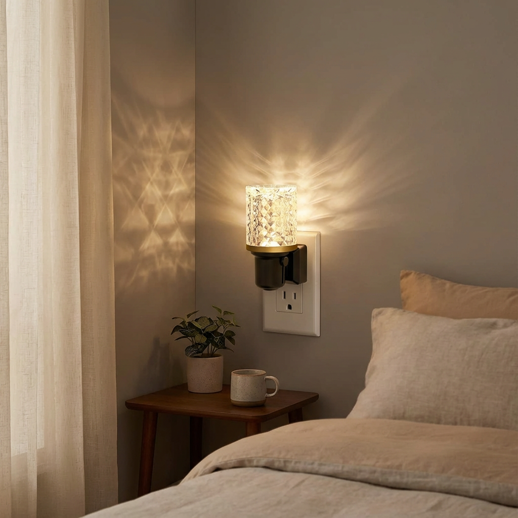 LOHAS Crystal Night Lights Decorative Dimmable Warm White 3000K Plug-In Night Lighting for Bedroom Hallway