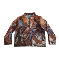 Veste en tapisserie vintage personnalisée OEM, veste zippée en jacquard tissé, veste décontractée streetwear pour hommes, veste de travail pour hommes