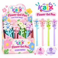 Stylos gel KAIX à fleurs, design élégant, encre gel neutre pour filles, ensembles de stylos à encre gel, dessins animés, 6 couleurs, vente en gros pour cadeau