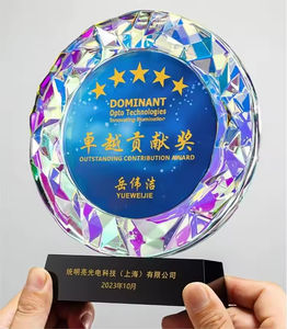 Trofeo di cristallo inciso nome individuale inciso rotondo cristallo colorato trofeo personalizzato - Product Image 4