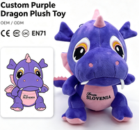 Fabricant de poupées en peluche personnalisées OEM ODM, jouet dragon rembourré de Cracovie, coussin doux, poupée dragon slovène, vente en gros