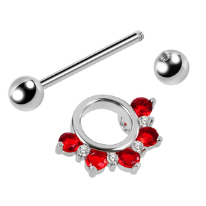 Rosso CZ acciaio chirurgico <span class=keywords><strong>capezzolo</strong></span> bilanciere 14mm argento corpo in oro Piercing bar gioielli anello <span class=keywords><strong>capezzolo</strong></span> - Product Image 3